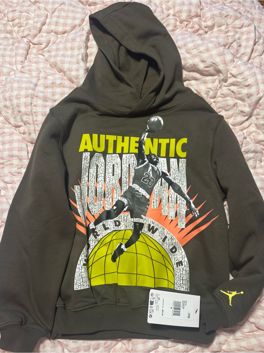 Jordan Authentic Pullover Hoodie Boys' Grade School Size Medium NWT Cargo Khaki